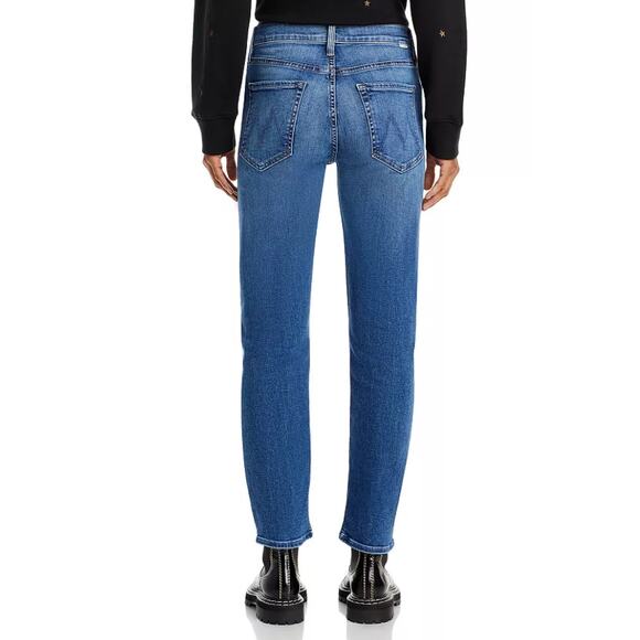 MOTHER JEANS WOMENS SZ 24 THE MIDRISE RIDER FLOOD STRAIGHT-LEG BLUE NEW - Picture 2 of 12